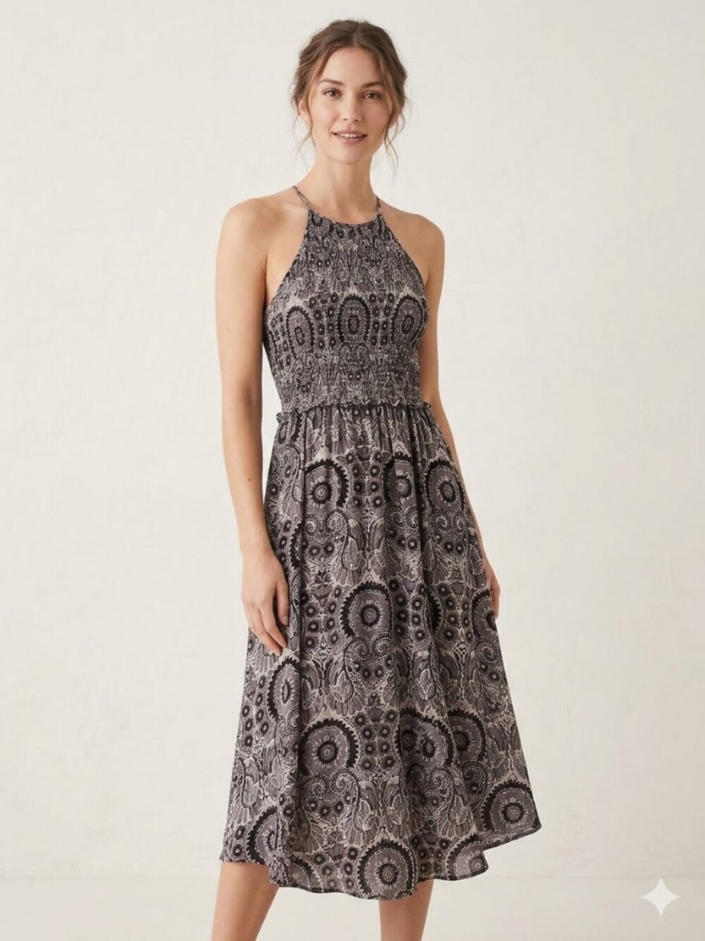 Free People Season in the Sun smocked midi, size small